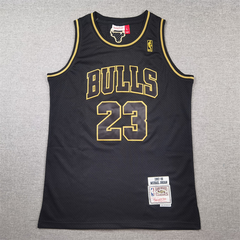 Micheal Jordan Chicago Bulls 1997-1998 Black Gold Jersey