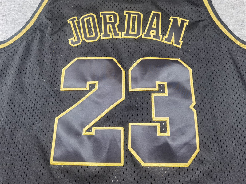 Micheal Jordan Chicago Bulls 1997-1998 Black Gold Jersey