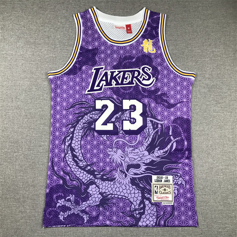 LEBRON JAMES #23 MITCHELL & NESS LAKERS SWINGMAN JERSEY MEN SZ L-NEW/TAGS DRAGON